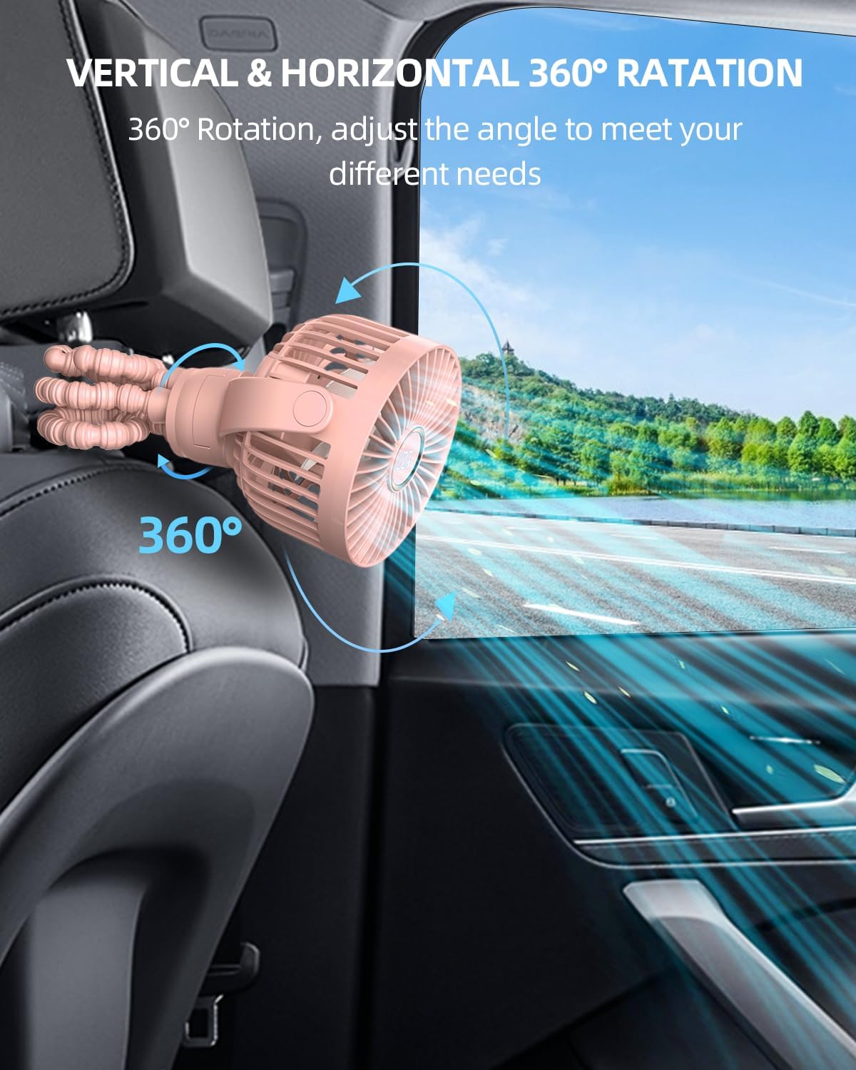 Thumbnail 4 de KIDEE Portable Pram Fan – small rechargeable clip-on fan with digital display, 3 speeds and 360° rotation