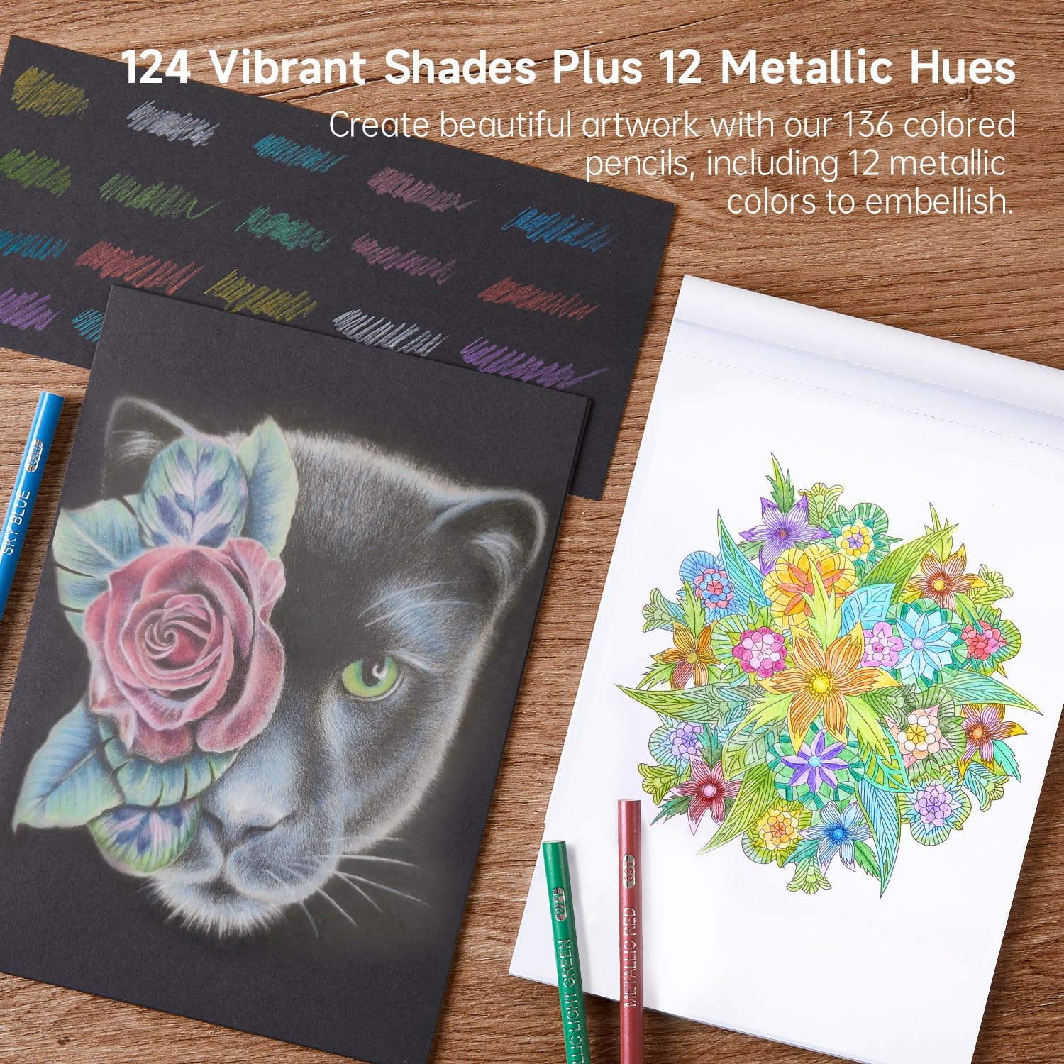 Thumbnail 4 de Shuttle Art 136 Colouring Pencils set (136-colour set) for adult colouring books, doodling and sketching