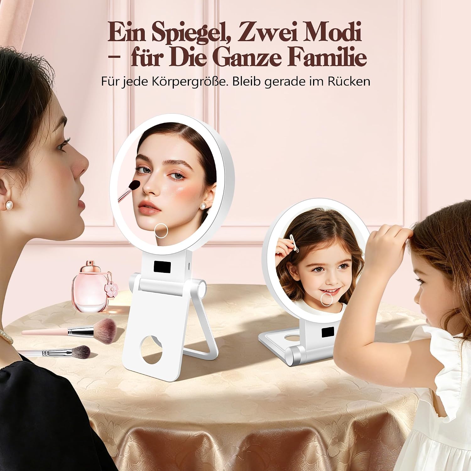 Thumbnail 2 de B Beauty Planet 30X/1X Kosmetikspiegel mit Beleuchtung – verstellbarer Ständer, 30X Vergrößerung, 3-Lichtmodi, 2000mAh
