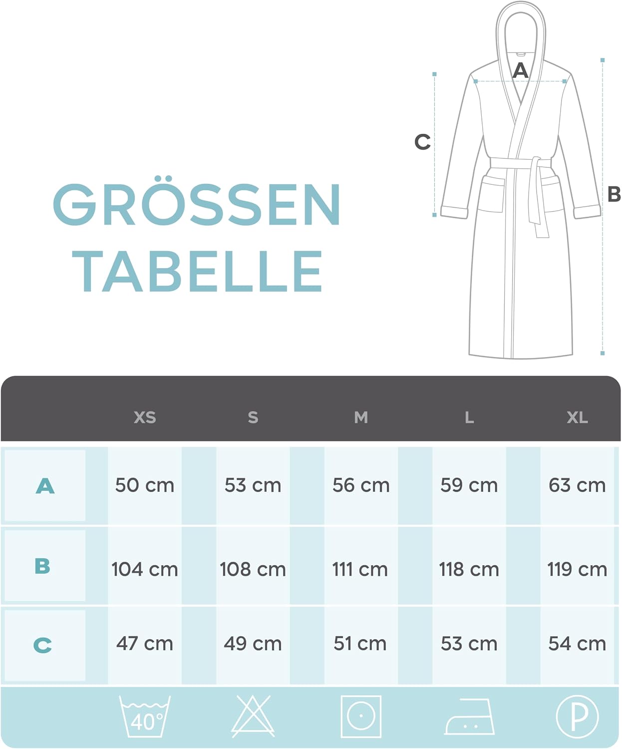 Detalle 1 de Twinzen Bademantel Damen mit Kapuze 350 g/m²