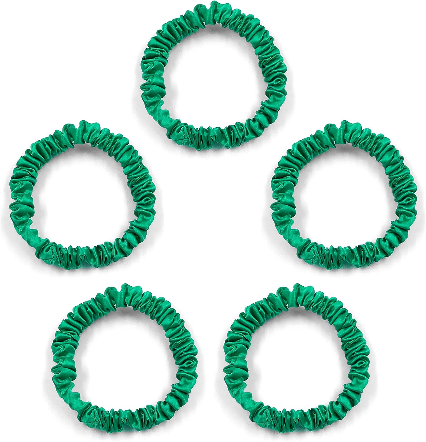 Detalle de Townssilk Silk Skinnie zijden haarelastiekjes, 22 momme, groen, 5 stuks