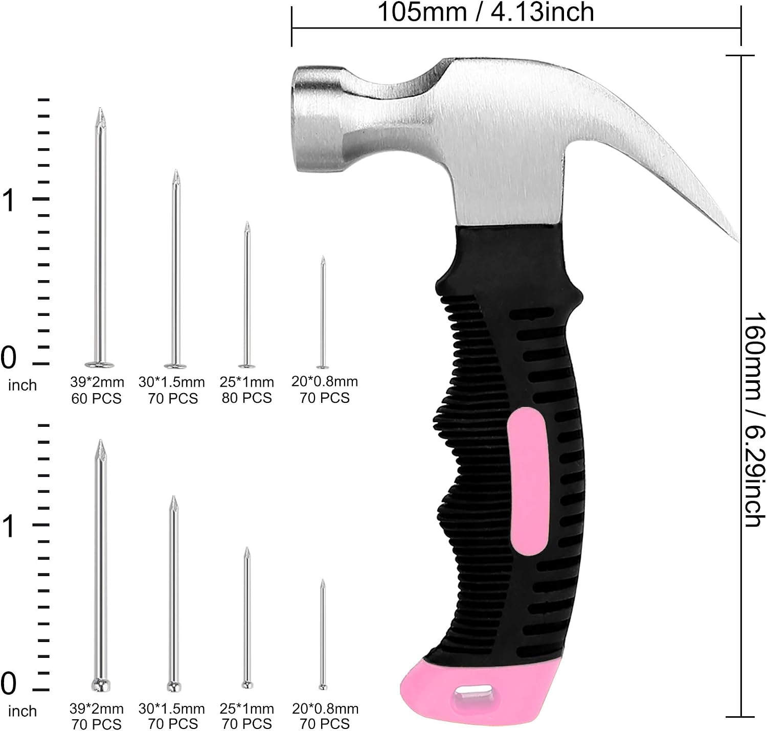 Detalle 2 de KURUI 750061118 Picture-Hanging Nail Kit with 8oz Pink Hammer
