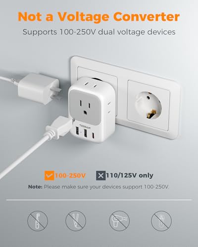 Thumbnail 5 de TESSAN 2 Pack European Travel Plug Adapter: 7-in-1 EU Power Converter