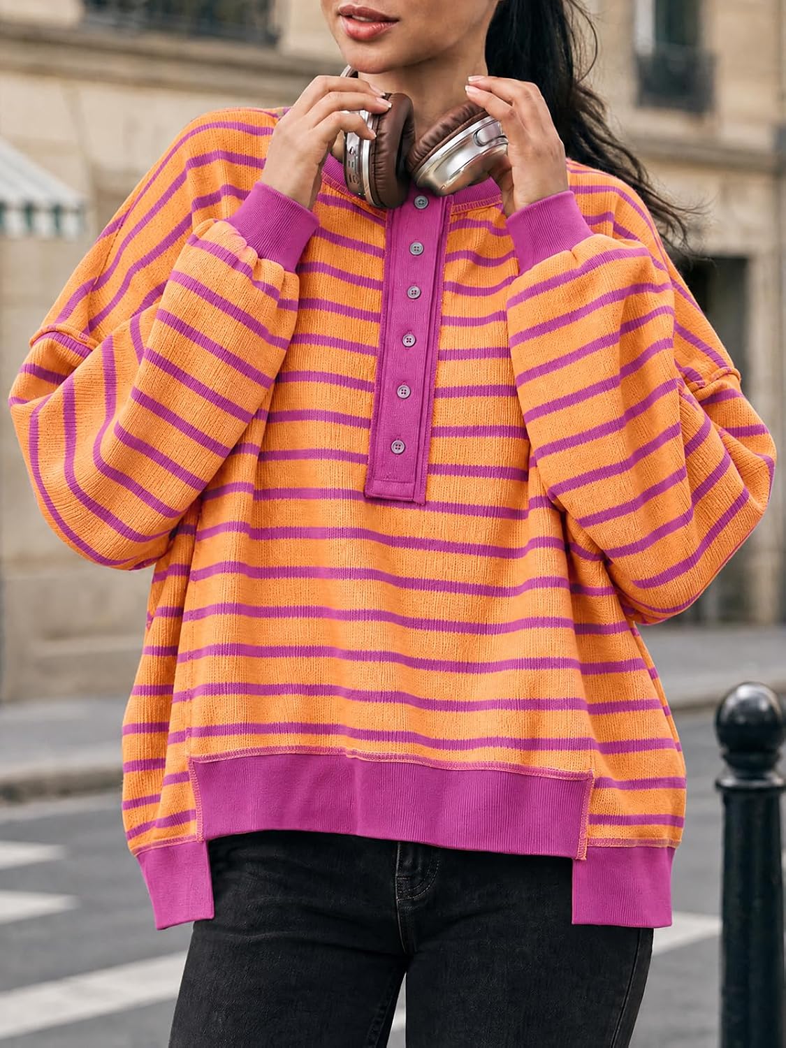Thumbnail 5 de Tankaneo Women's Oversized Sweatshirt, Waffle Knit