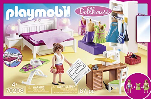 Detalle de Playmobil 70208 Chambre avec Espace Couture – Maison de poupée avec coin couture