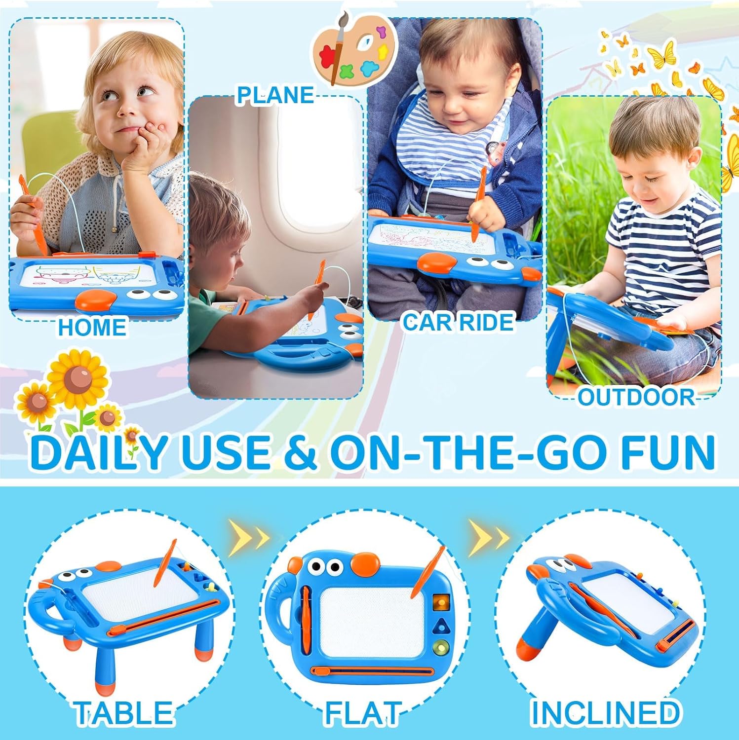 Detalle 2 de Magnetic Drawing Board Kids (Large Magic Magnet Drawing Pad) – Blue-A