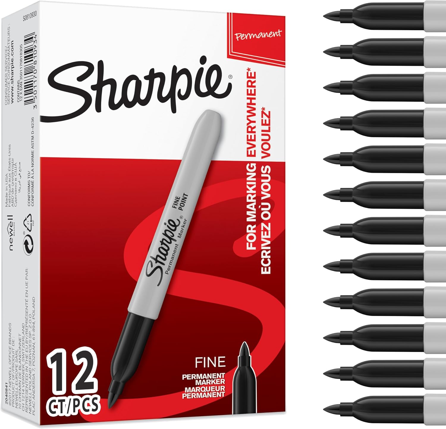 Sharpie marqueurs indélébiles Boîte de 12 ✏️