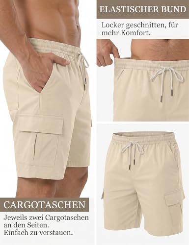 Detalle de iClosam Pantalones Cortos Cargo para Hombre de Algodón Ligero: comodidad, durabilidad y versatilidad