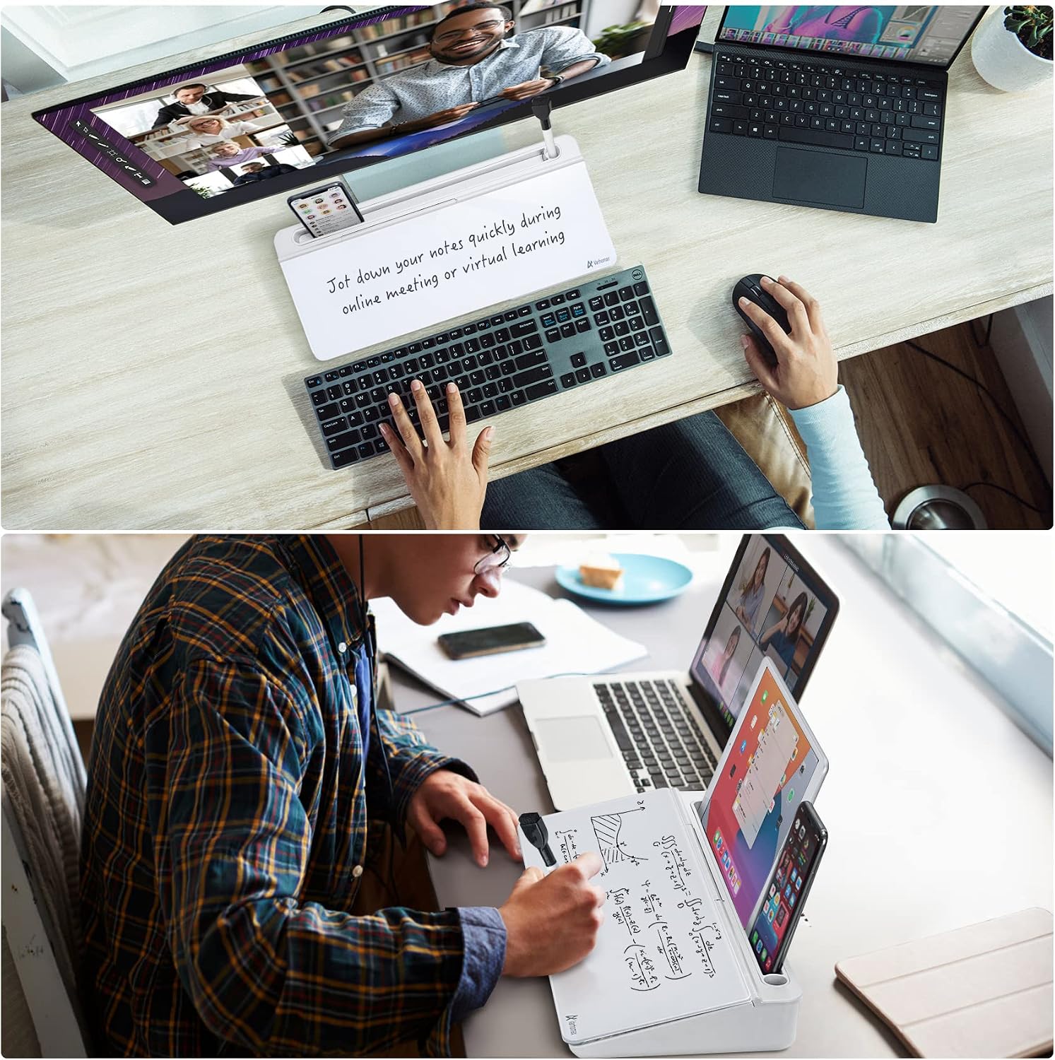 Thumbnail 6 de Varhomax VDS-WB-02 Desktop Glass Whiteboard with 5-Compartment Storage