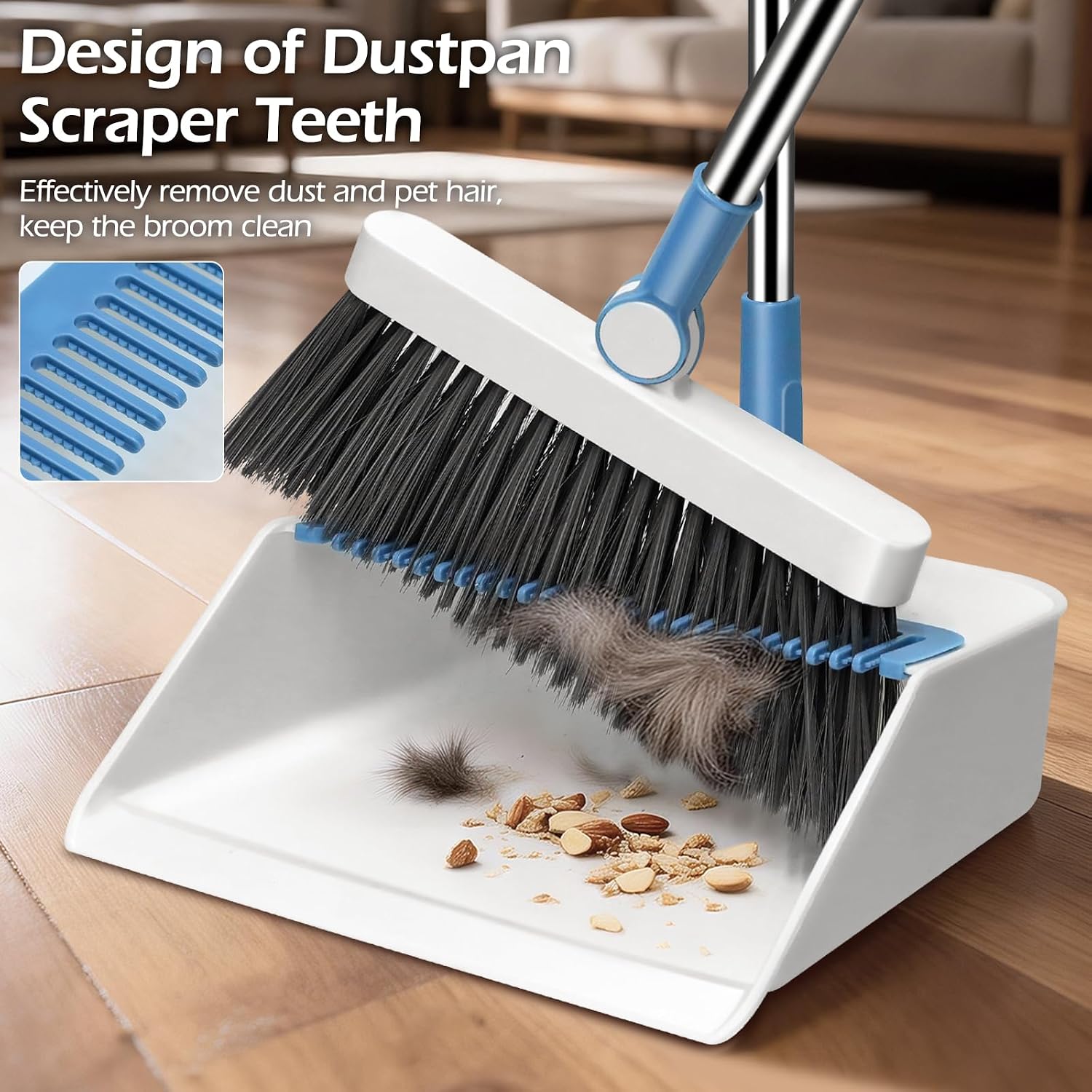 Detalle 2 de Almcmy 2012 Broom and Dustpan Set with 180° Swivel Head and Squeegee