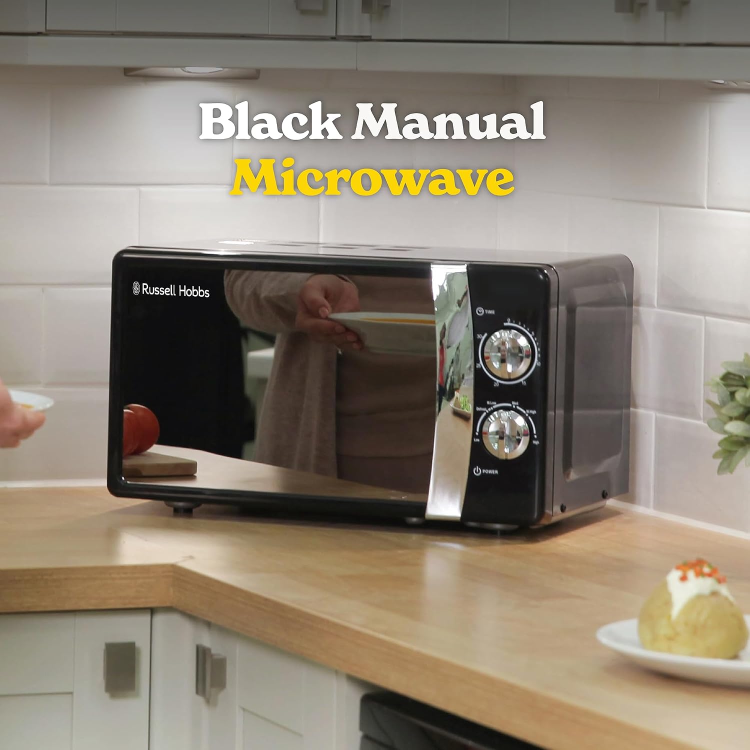 Detalle 2 de Russell Hobbs RHMM701B 17 L 700 W solo microwave with 5 power levels, defrost and timer
