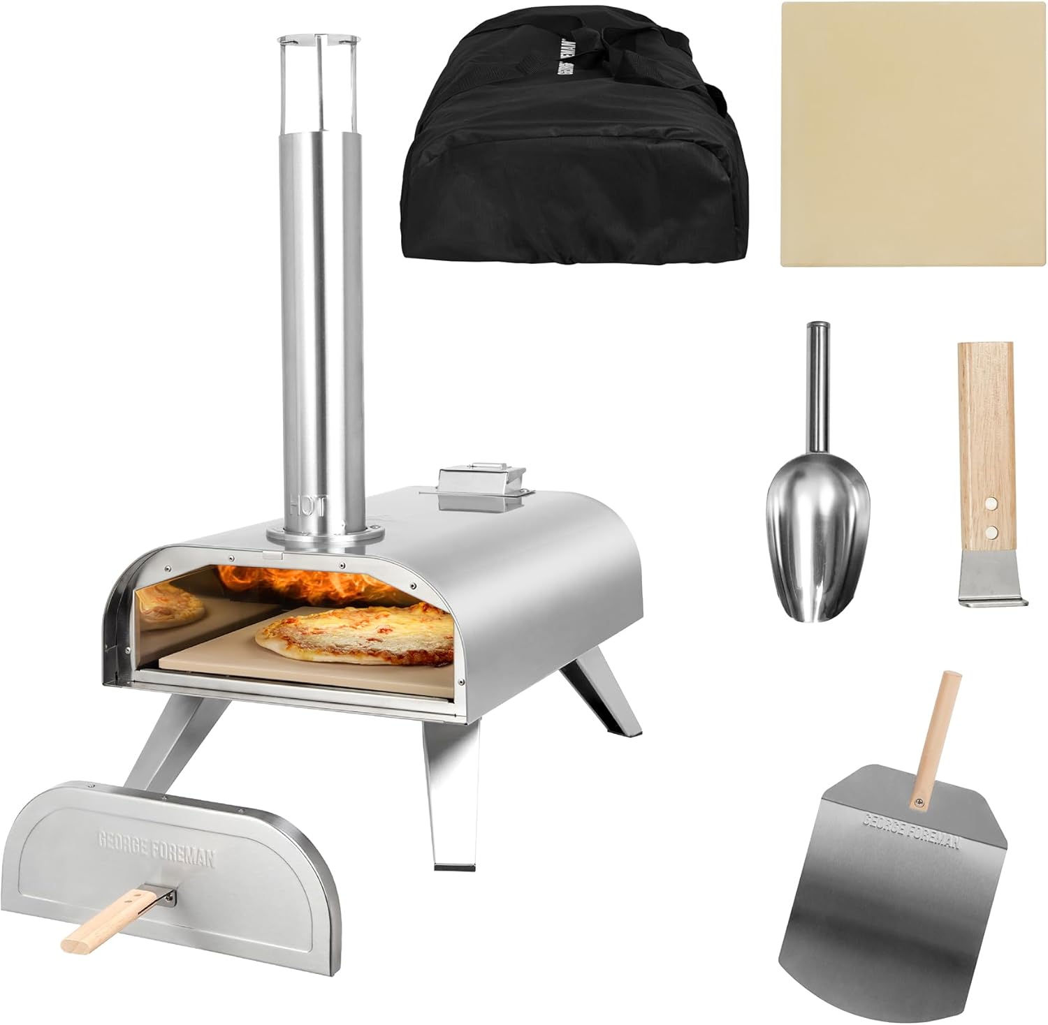 Detalle de George Foreman Outdoor 12 Inch Wood Pellet Pizza Oven