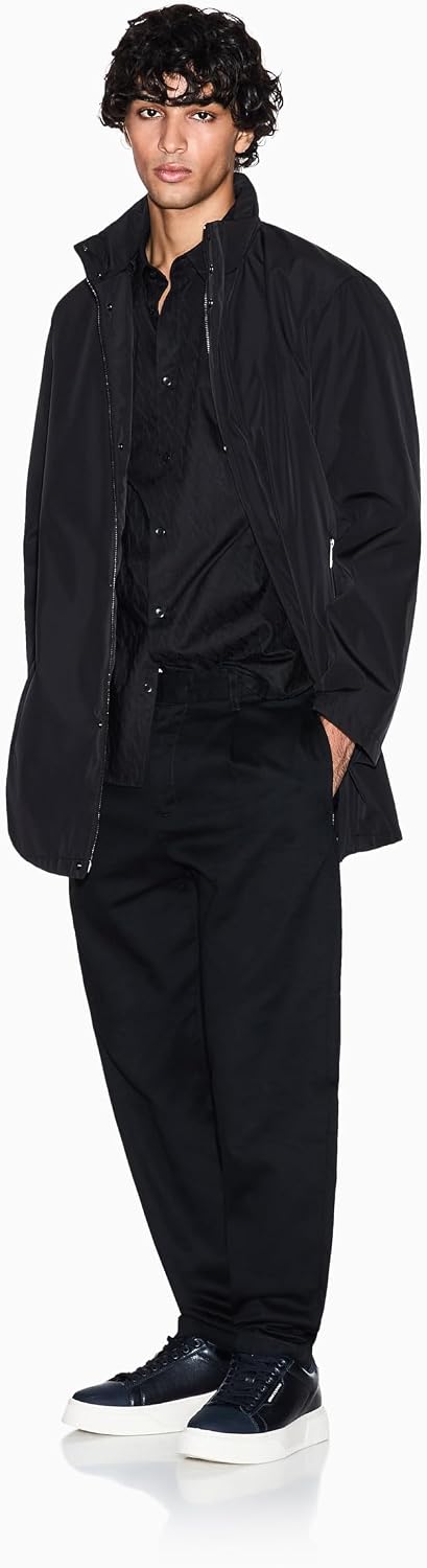 Detalle de Armani Exchange Essential – Trench-coat homme avec fermeture couverte et logo patch sur le côté