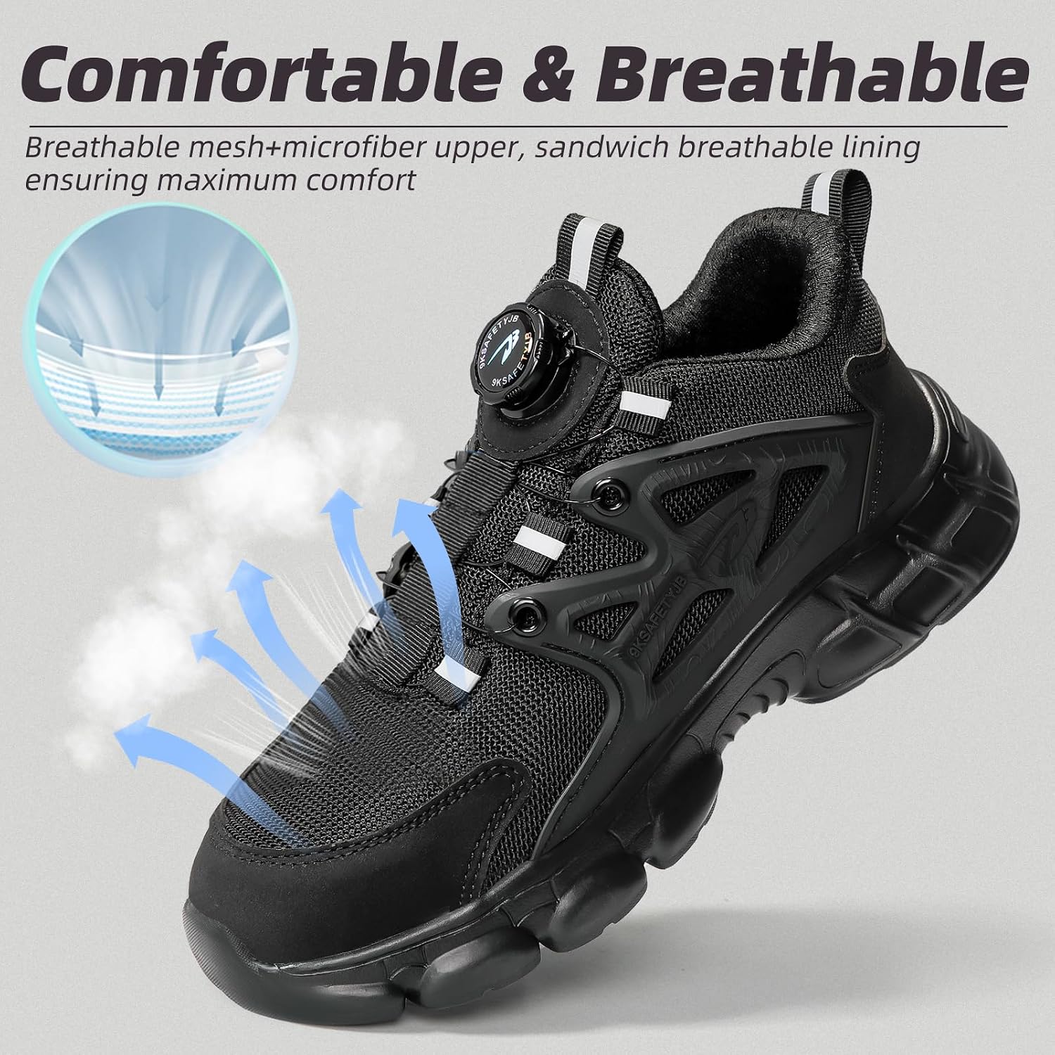 Detalle 2 de Steel toe cap safety trainers with Kevlar midsole, anti-slip grip and swivel buckle laces