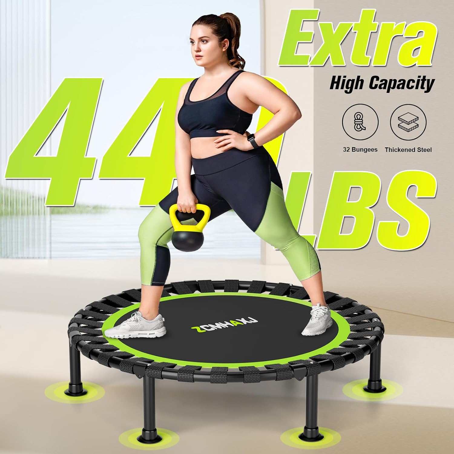 Detalle 2 de ZCMHAXJ Foldable Mini Trampoline (36/40/48 in) — 440 lbs indoor rebounder for adults & kids