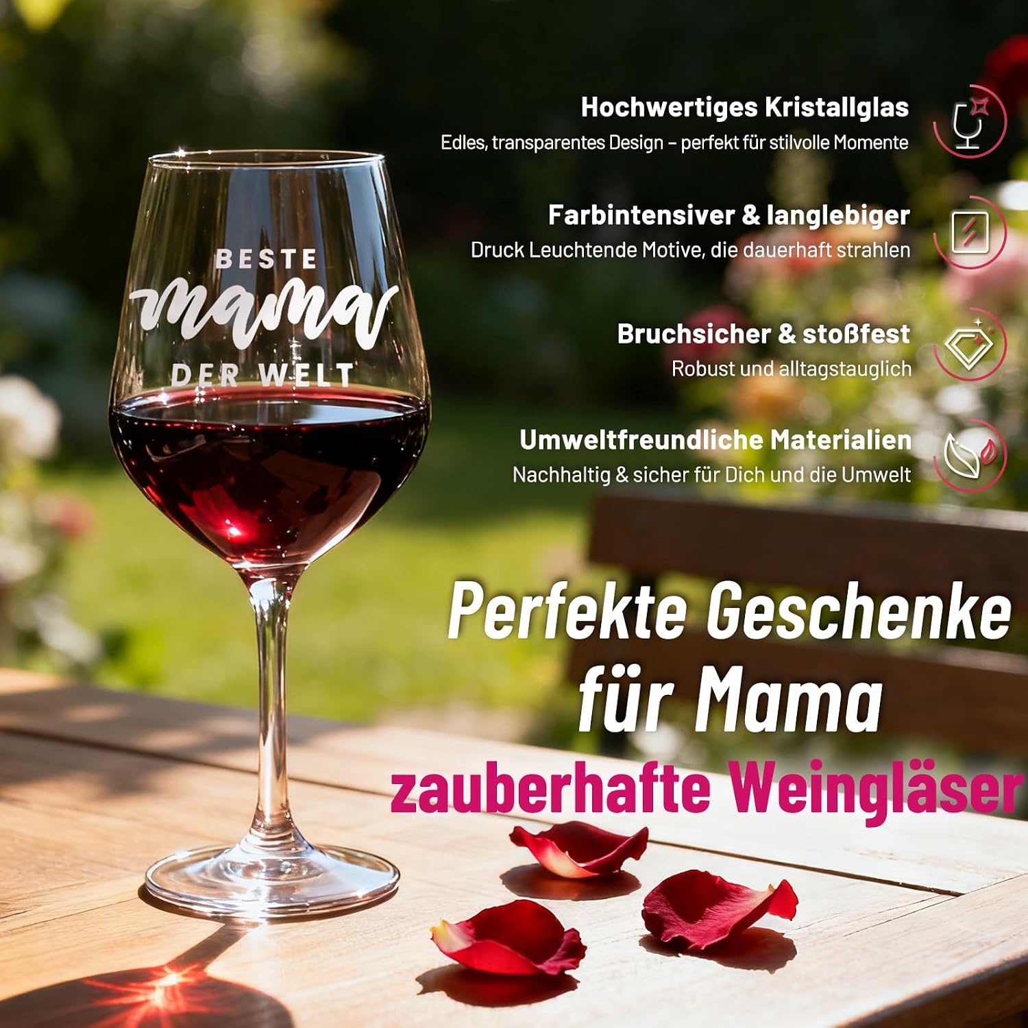 Thumbnail 2 de KEZKALS Geschenke für Mama: Weinglas-Set inkl. Karte & Schlüsselanhänger