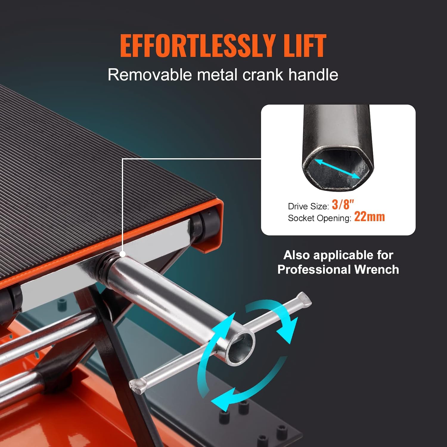 Thumbnail 4 de VEVOR Motorcycle Lift (1100 LBS) Scissor Lift Jack with Dolly & Hand Crank for Street, Cruiser & Touring Bikes