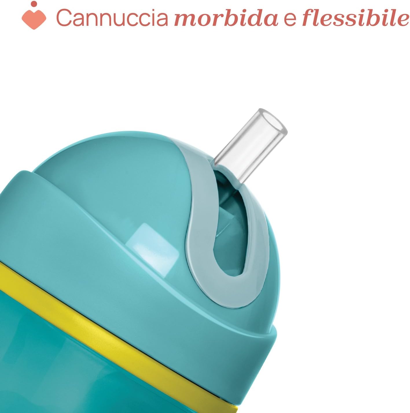 Detalle de Chicco Sport Cup Bicchiere Antigoccia in Silicone per Bambini 14+ Mesi, 266 ml – Tazza termica con Cannuccia Flessibile, Azzurro