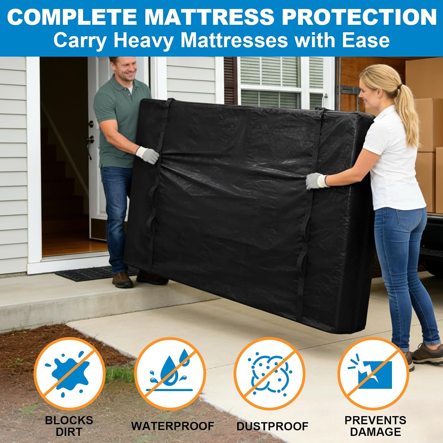 Detalle 2 de TICONN Queen Mattress Moving Bag, Water-Resistant PE Cover with Handles