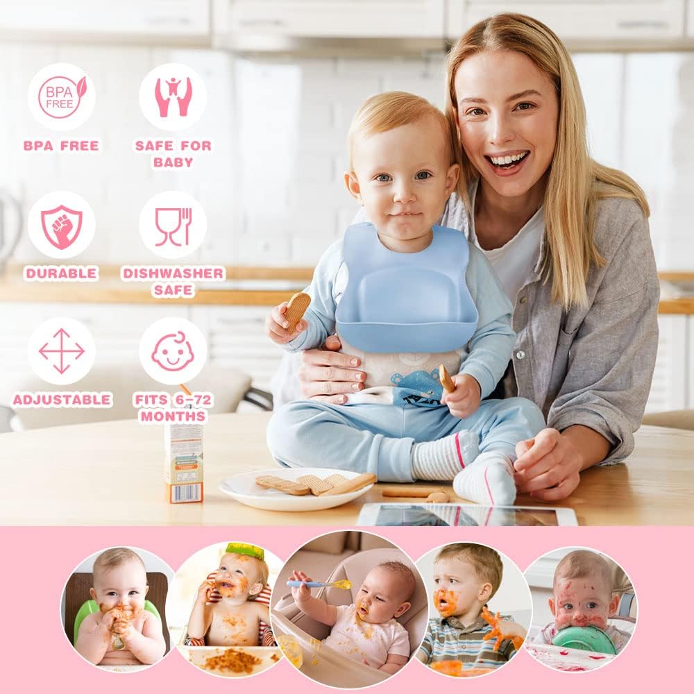 Thumbnail 5 de Vicloon Silicone Baby Bib 2PCS with Pocket
