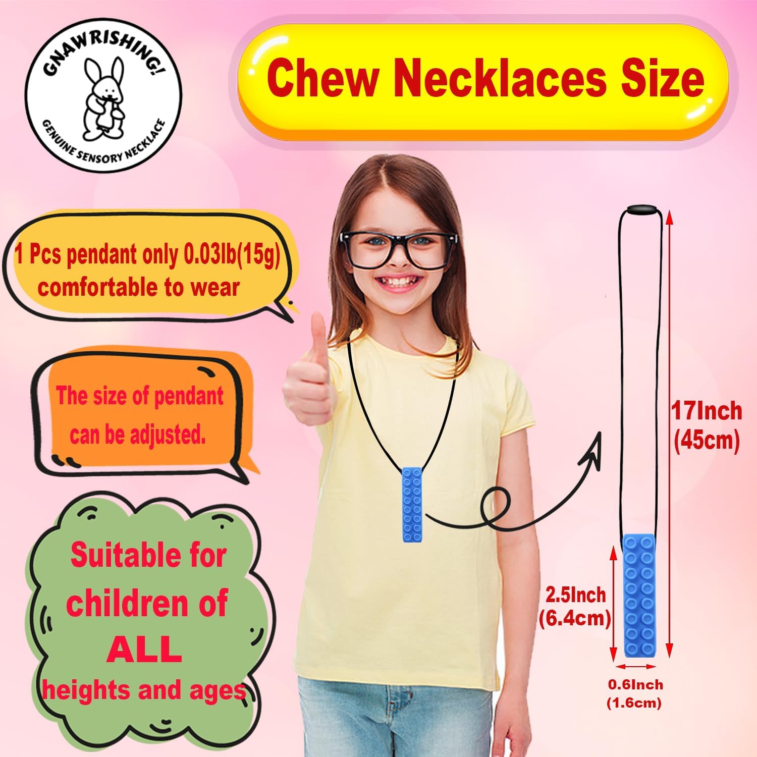 Detalle 2 de GNAWRISHING Chew Necklace 5-pack for sensory kids