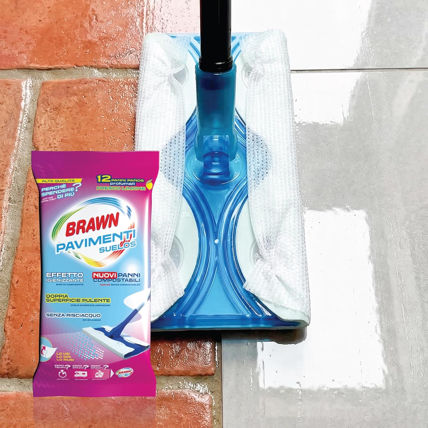 Detalle 2 de Brawn Floor Wipes, Unscented, Pack of 4 with 12 Wipes per Box