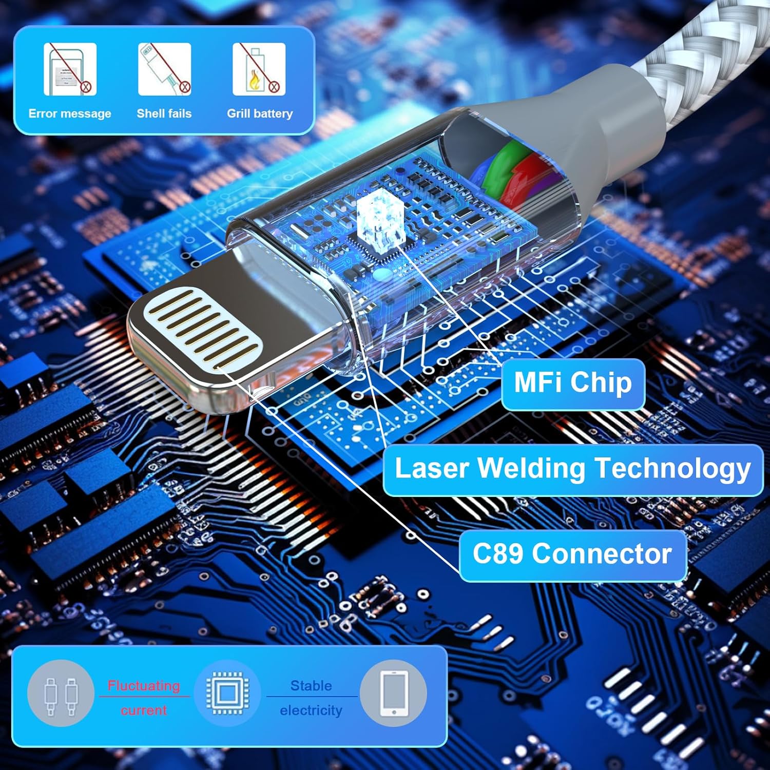 Thumbnail 2 de Powerole iPhone Charger Cable (4 Pack, 6FT) MFi-Certified USB to Lightning