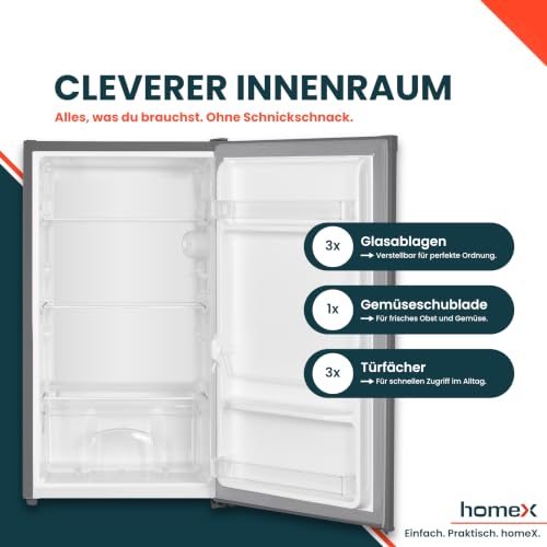 Detalle 2 de homeX CS0881-S Kühlschrank ohne Gefrierfach 90L – kompakt, leise und flexibel