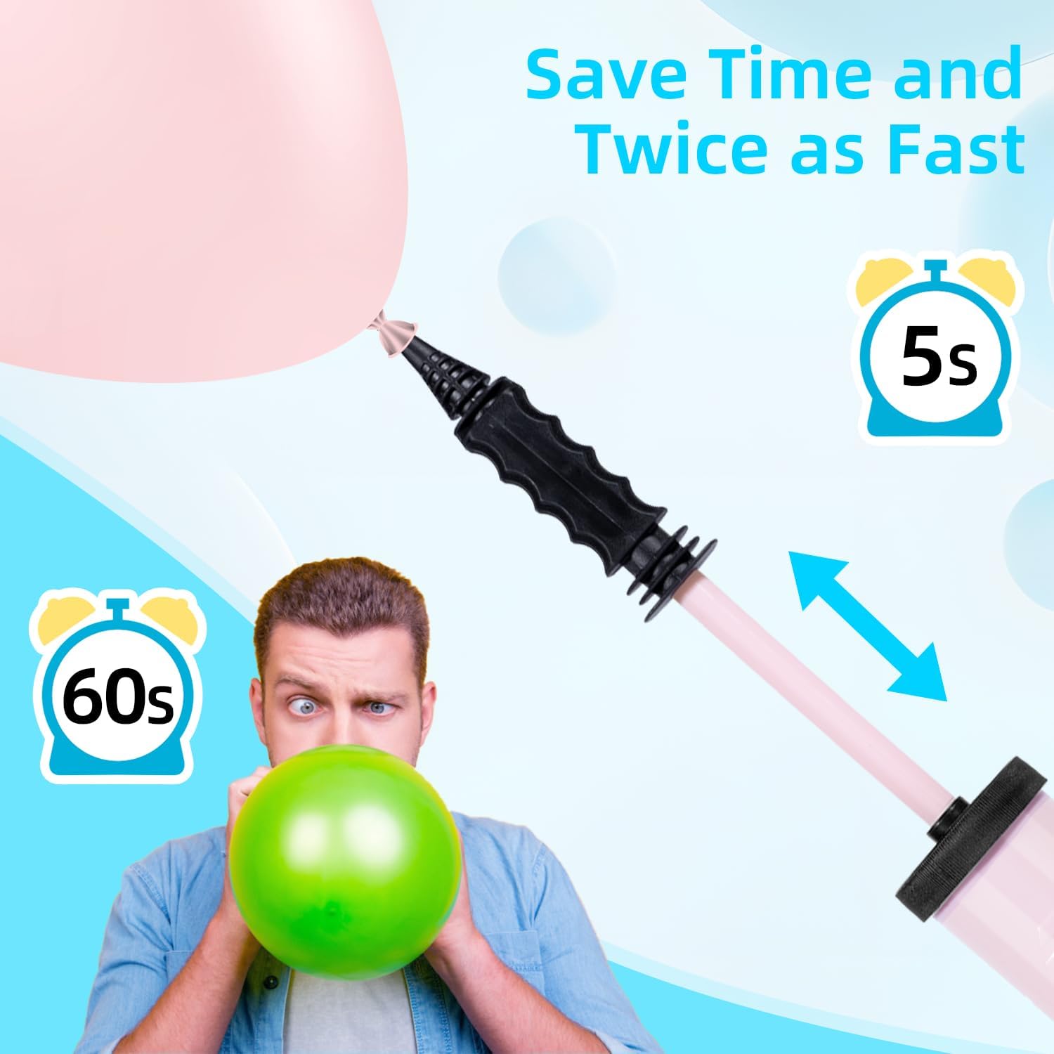 Thumbnail 2 de Noa Home Deco Pompe à ballon à main (pour ballons en latex et alu) – pratique pour fêtes et mariages