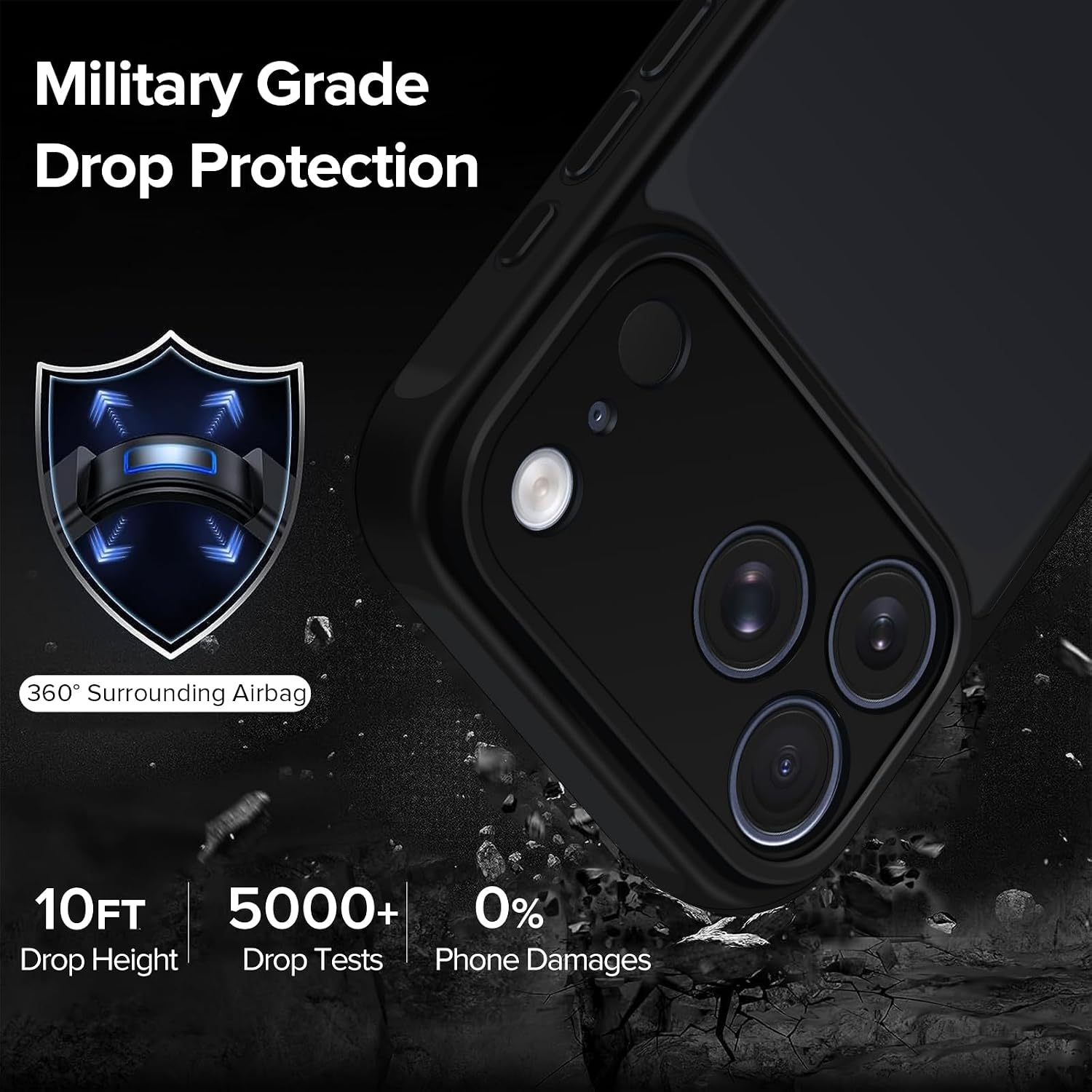 Thumbnail 1 de Coque ivoler mat pour iPhone 17 Pro (6,3 pouces) + 2 vitres en verre trempé, protection caméra et antichoc