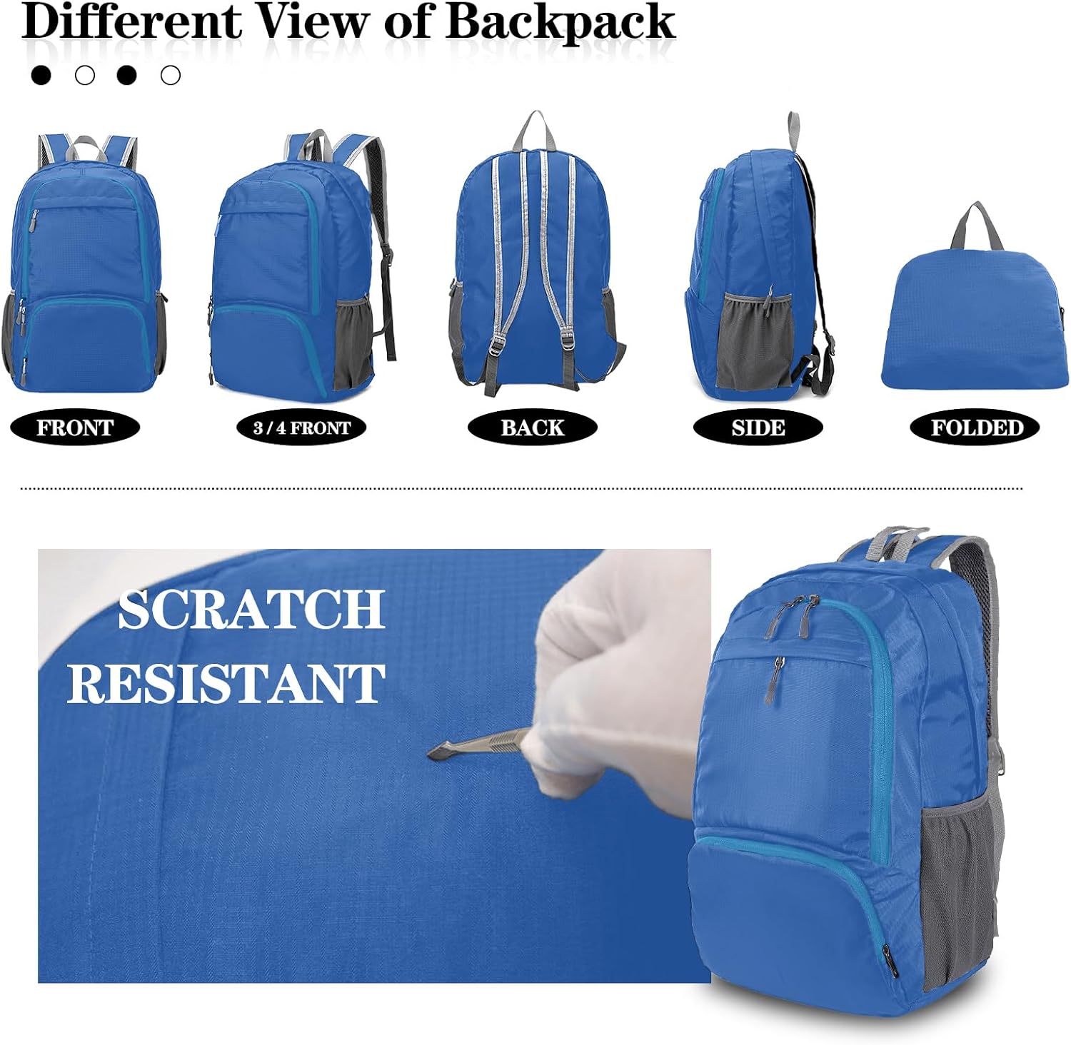 Detalle de Dewellyoo lightweight foldable packable rucksack – waterproof, breathable daypack for outdoor, travel and school