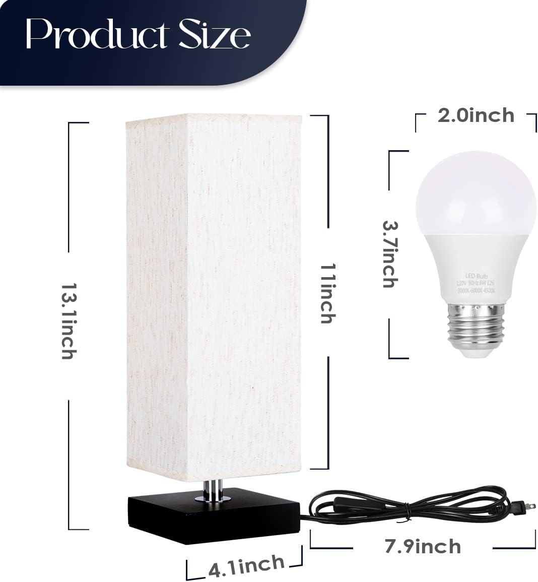 Detalle de Soilsiu TD-002S Table Lamp with Solid Wood Base and Beige Fabric Shade