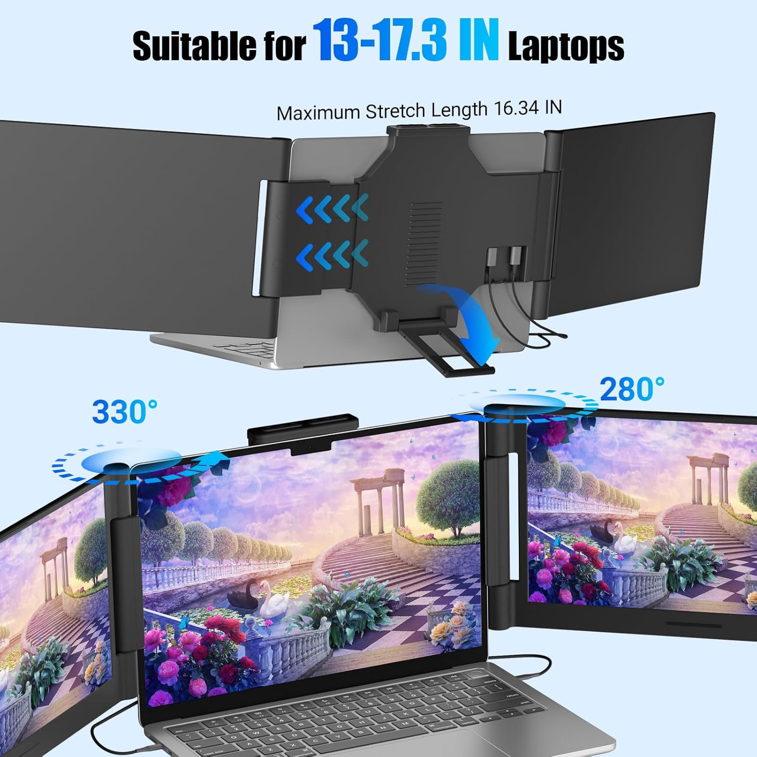 Thumbnail 6 de Funhill 14-inch Laptop Screen Extender (1080P IPS, Triple Portable Monitor) for 13–17.3" Laptops