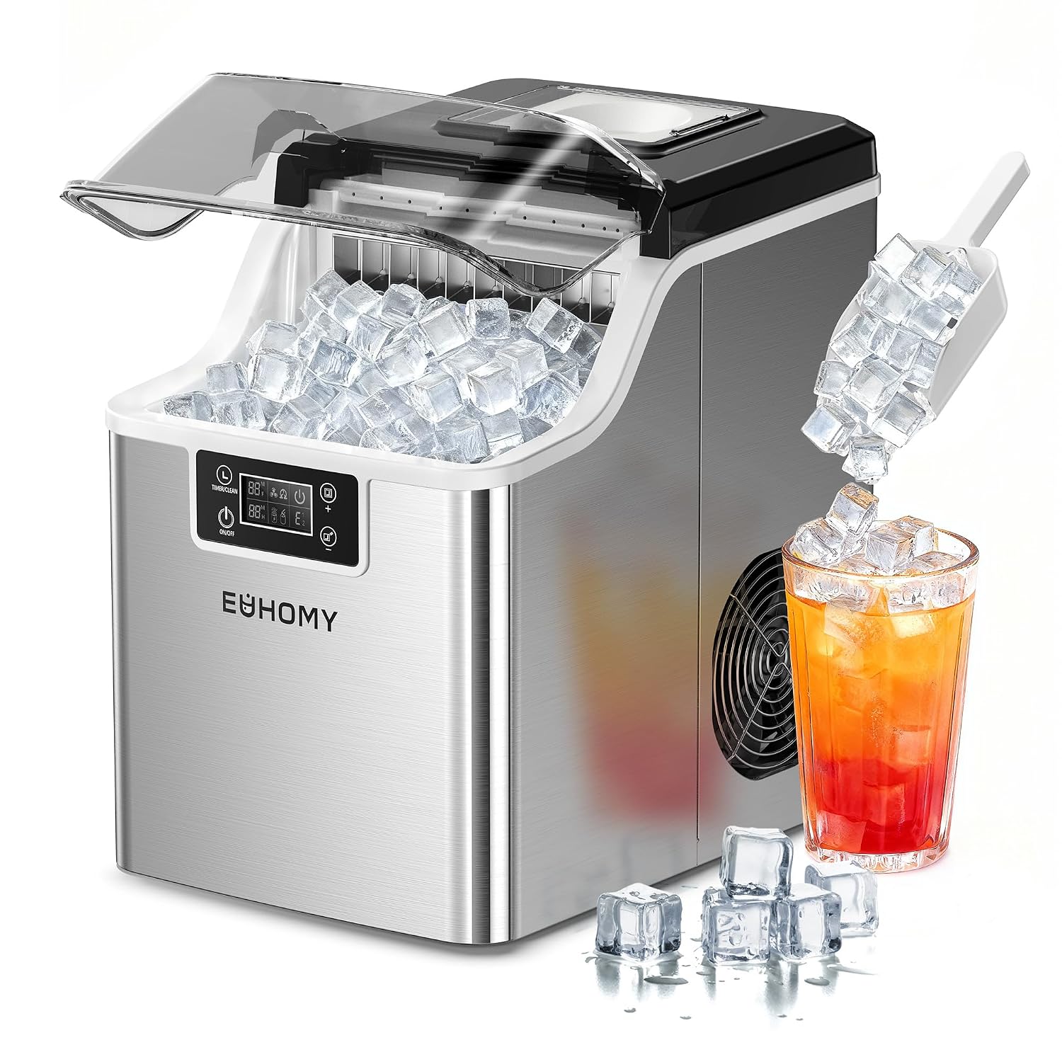 Detalle de EUHOMY Countertop Ice Maker, 45 lb/day, Adjustable Ice Thickness