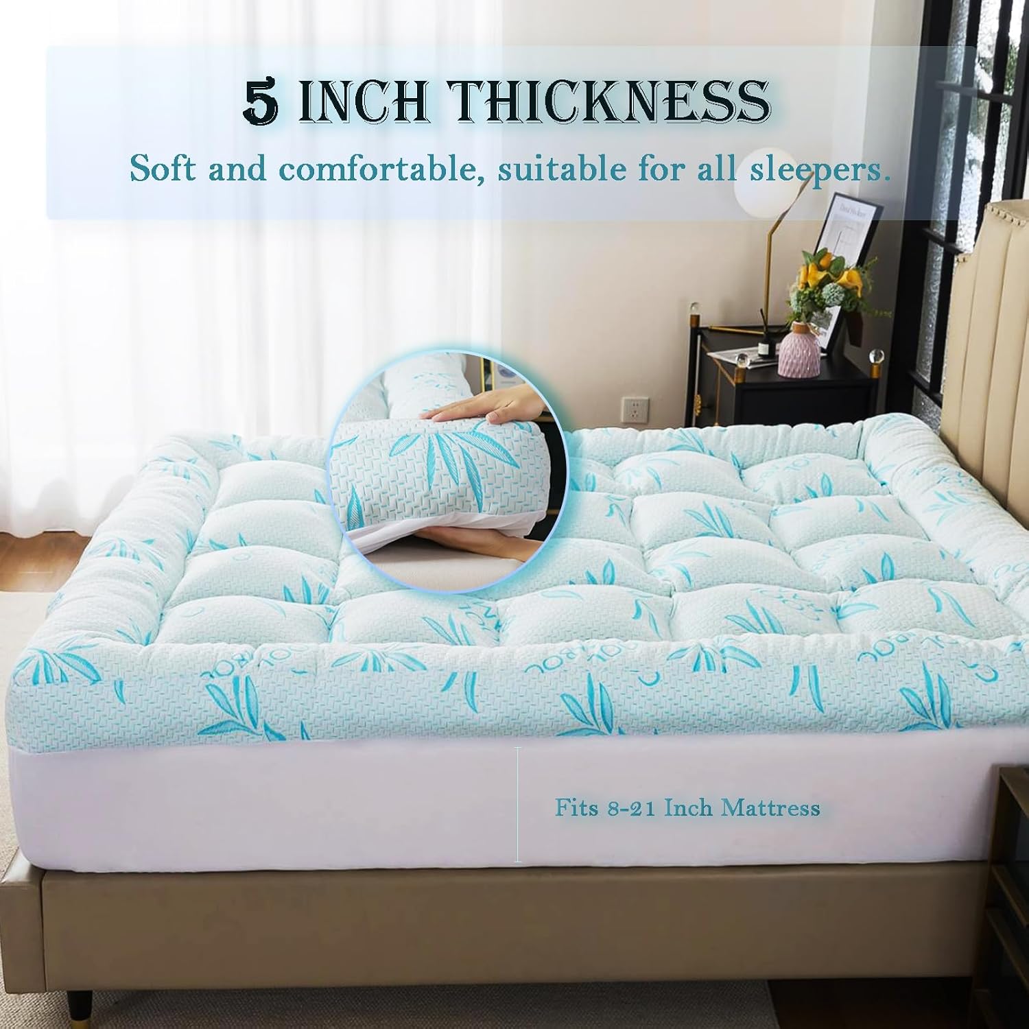 Detalle 2 de WhatsBedding Mattress Topper 5-Inch