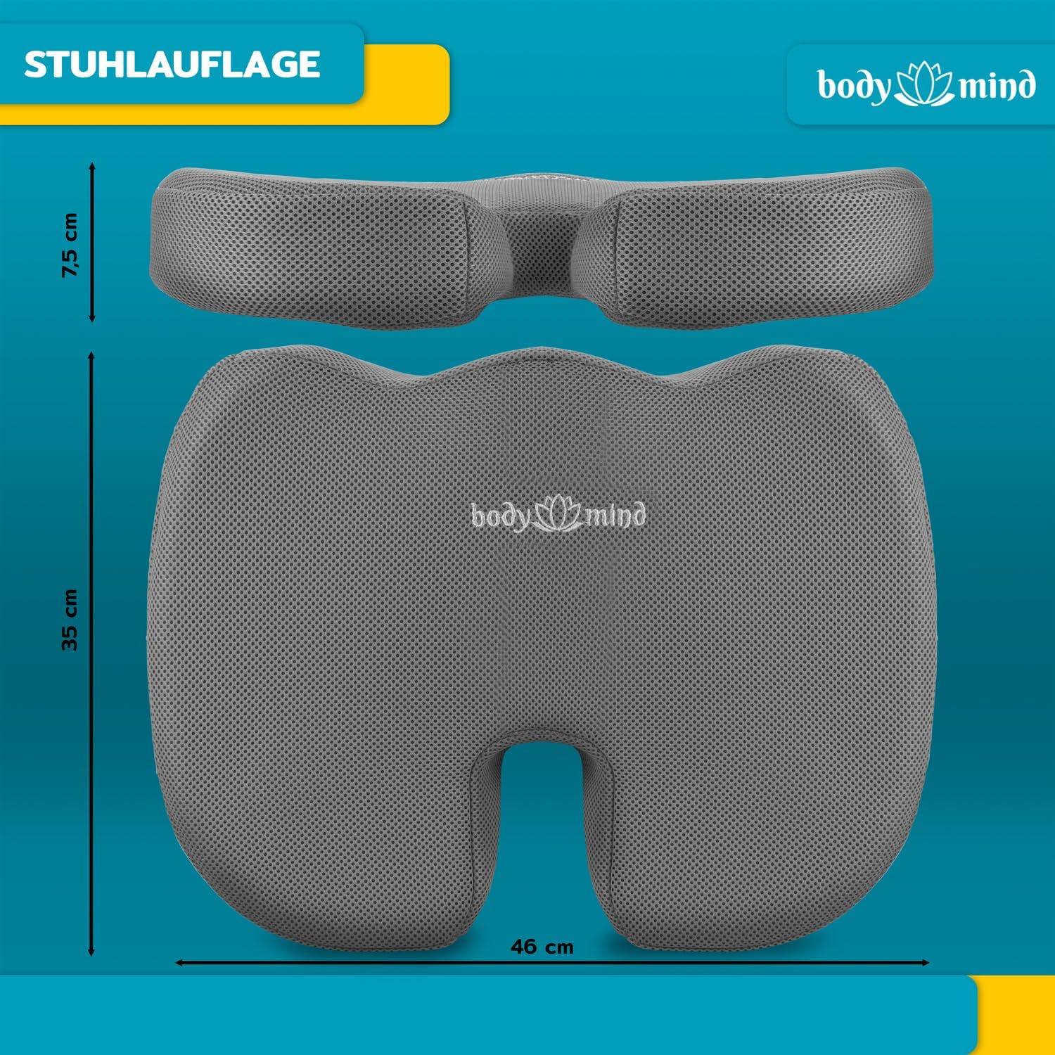 Thumbnail 6 de Body & Mind orthopedisch zitkussen H2 - Medium, U-vorm en traagschuim