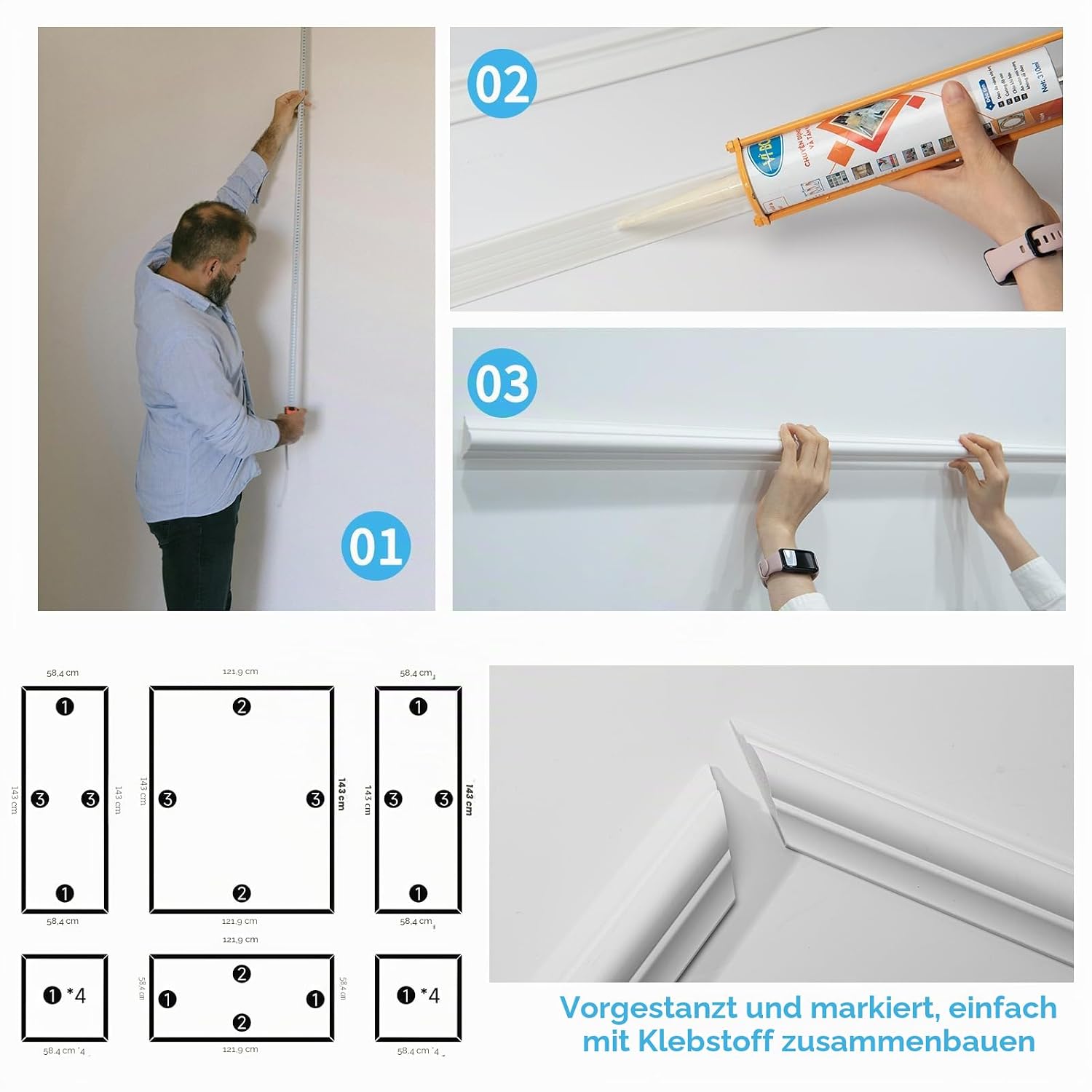 Detalle de Art3d Vorgeschnittenes Wandform-Set, 6-teilig – Akzentwand-Design für Innenräume