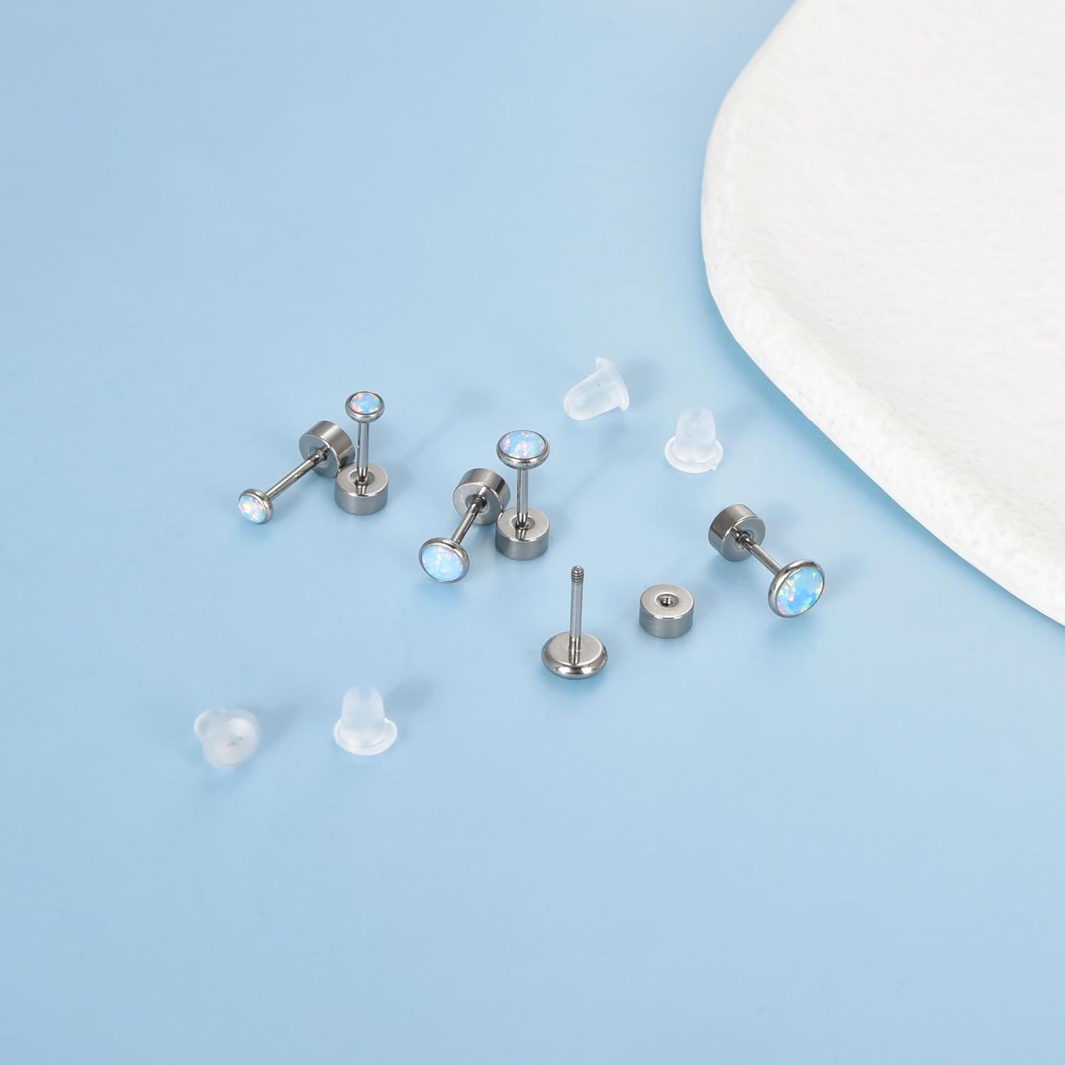 Thumbnail 1 de Titan Ohrringe Hypoallergen G23 – Schraubverschluss, 4–5 mm, mit Zirkonia