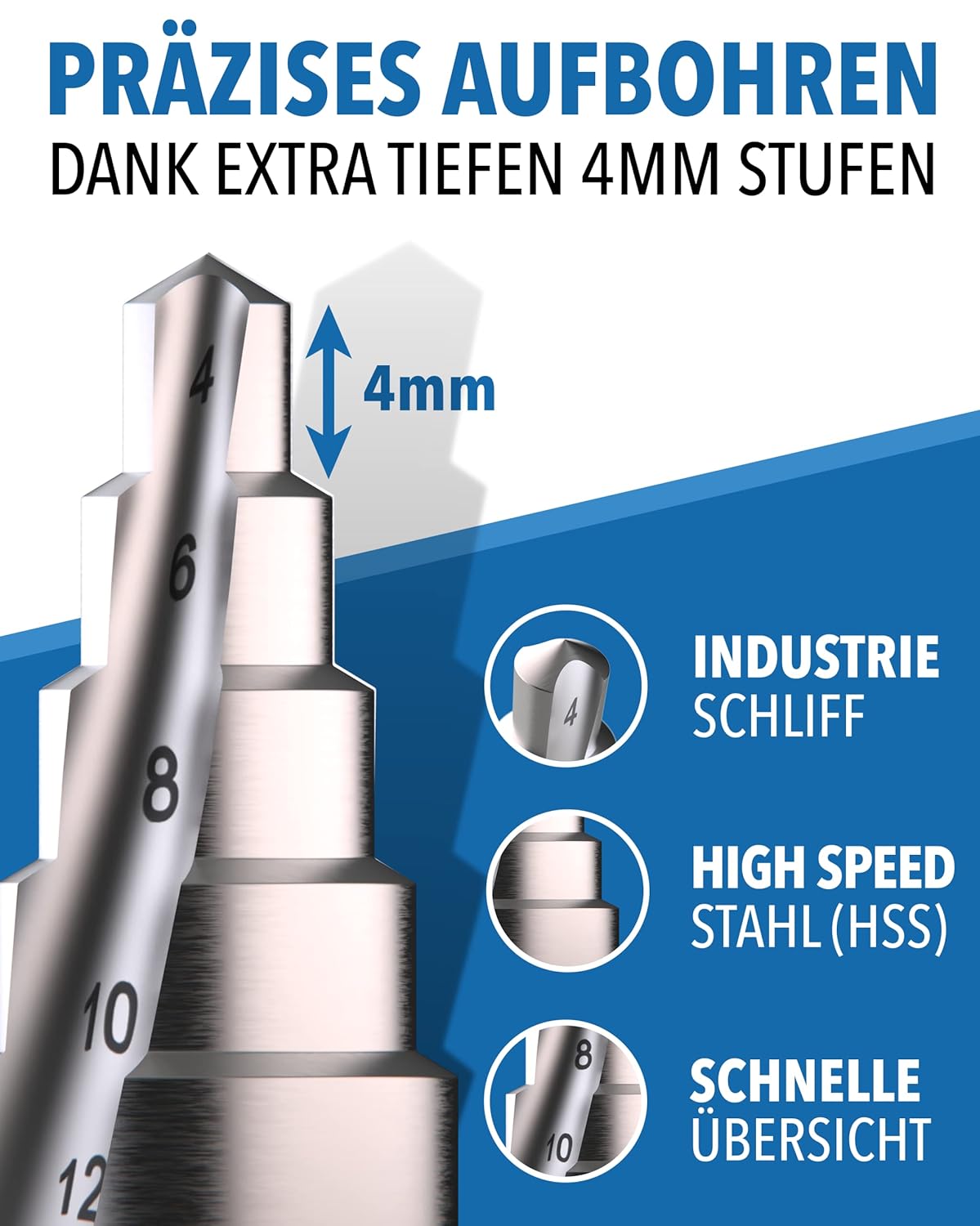 Thumbnail 5 de Stufenbohrer Profi aus HSS Stahl Ø 4–32 mm