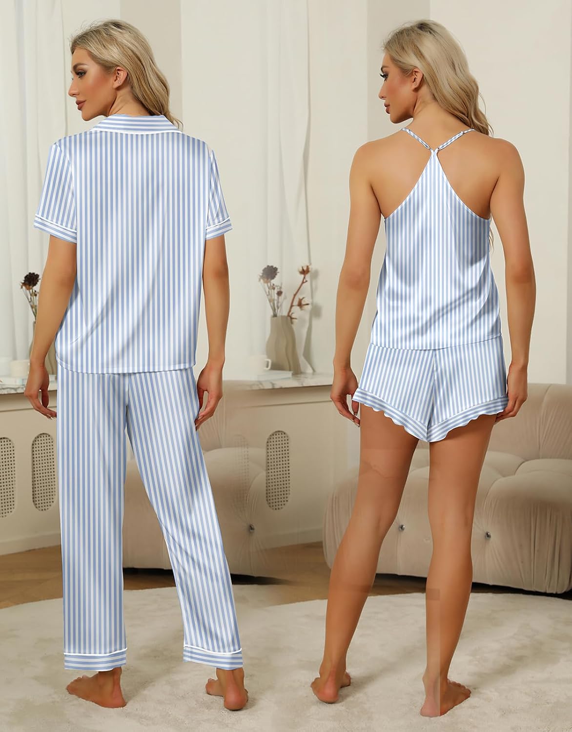 Detalle de SAPJON Silk Pajamas for Women Set (4-Piece Satin Pajama Set)