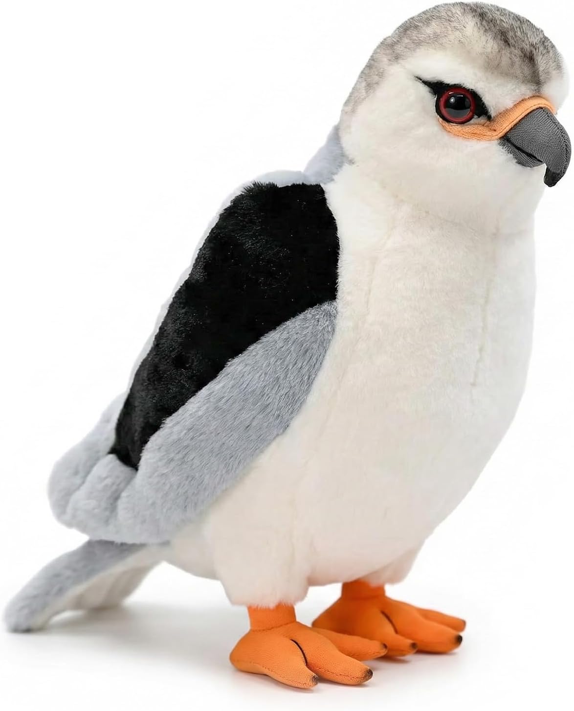 Detalle de PuffPurrs Black-winged Kite Plush – 11in Lifesize Bird of Prey Toy