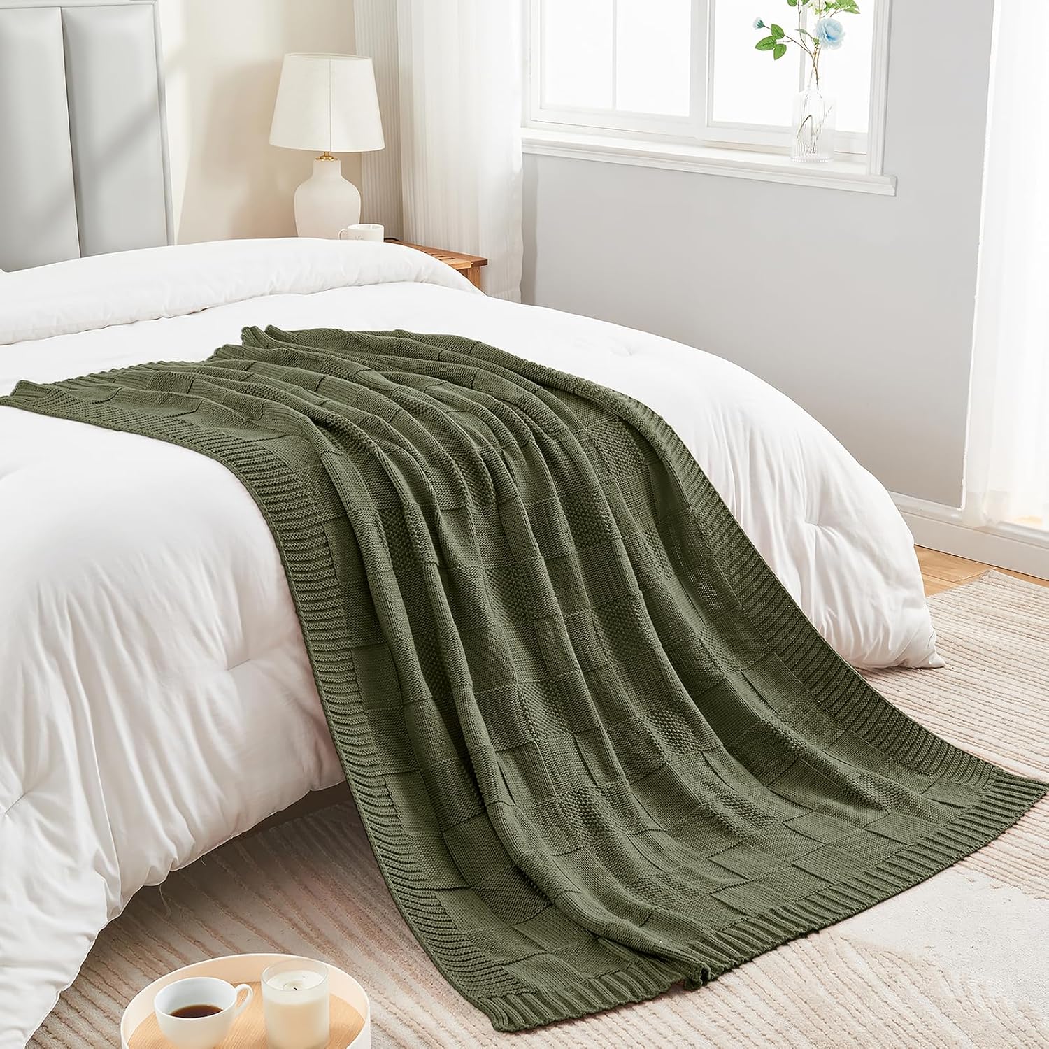 Thumbnail 6 de CozeCube Check Knit Throw Blanket 60ร80" ๐