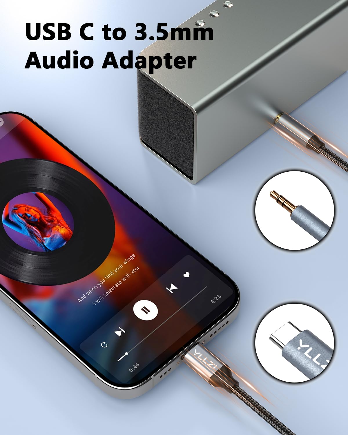 Thumbnail 1 de YLLZI Cavo da AUX a USB C: adattatore DAC 3,5 mm per iPhone, Galaxy e altri dispositivi USB-C