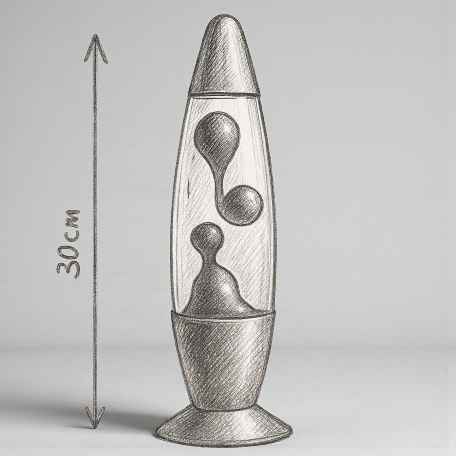 Detalle de MIJOMA Retro Lavalampe 30 cm – Glas & Aluminium mit silbernem Fuß, Grün