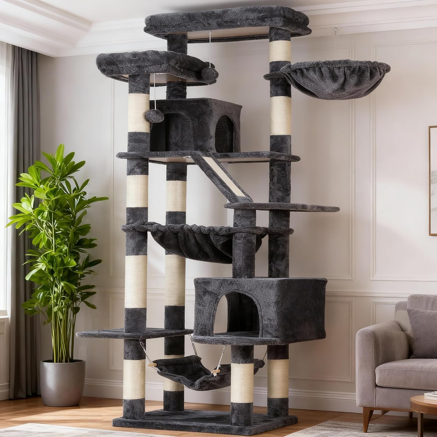 Detalle de Heybly Rascador para Gatos Torre 180 cm