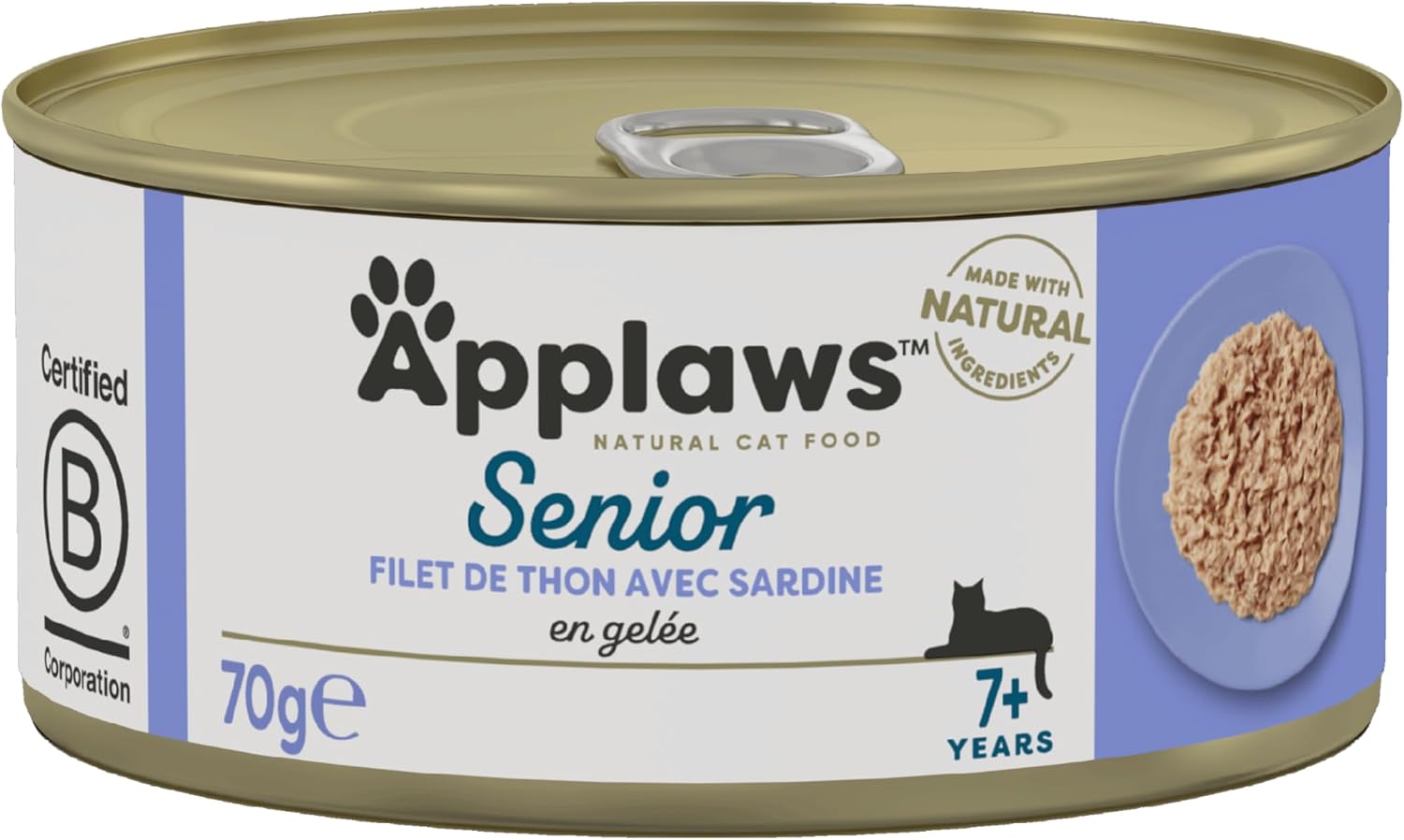 Detalle de Applaws Natural Aliment Humide pour Chats Seniors – Filet de Thon avec Sardine en Gelée, Pack de 24x70g