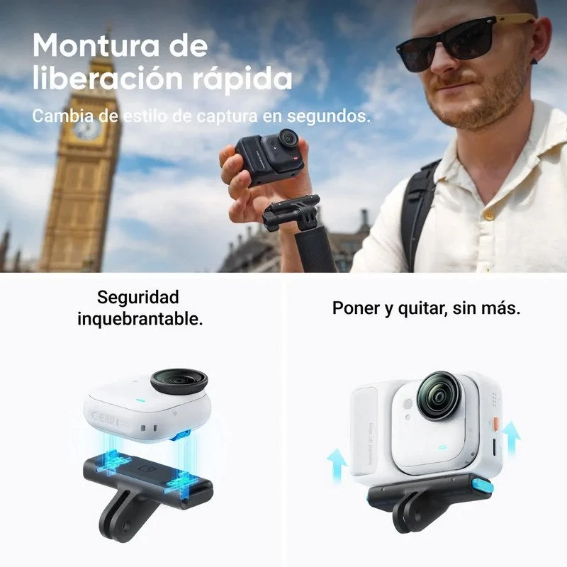 Detalle 2 de Insta360 GO Ultra Creator Bundle 4K UHD: cámara deportiva ultracompacta para cine móvil