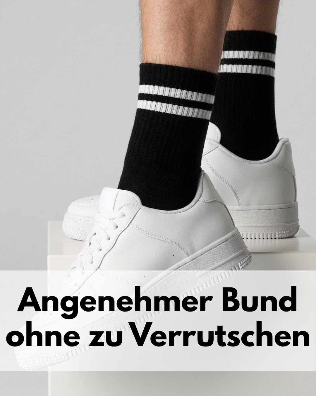 Detalle de sockenkauf24 Herren Tennissocken (6 Paar) – atmungsaktive Retro Crew-Sportsocken mit verstärkter Ferse & Fußspitze