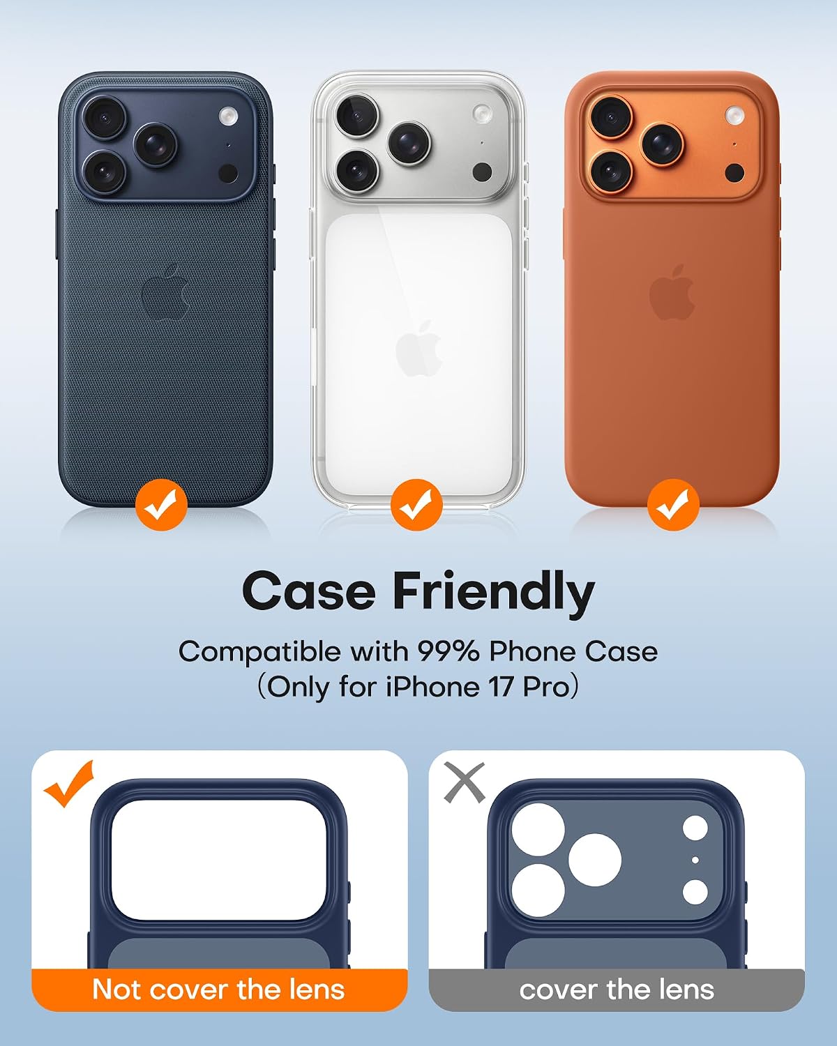 Thumbnail 3 de TAURI 2 Pack for iPhone 17 Pro Camera Lens Protector, Deep Blue – Full Coverage, Military-Grade Shatterproof