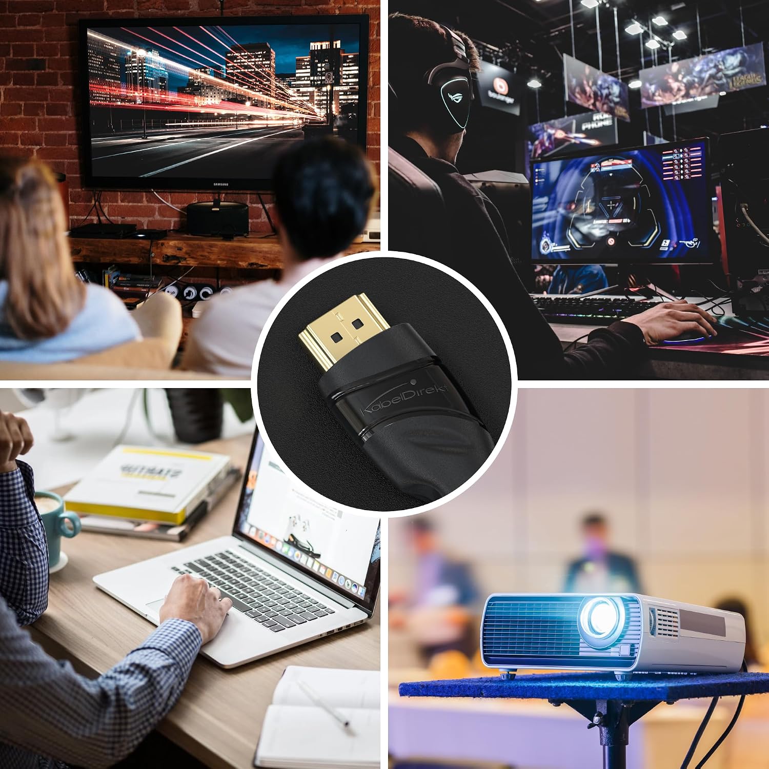 Detalle de KabelDirekt HDMI-Kabel 8K/4K, 3 m – In Deutschland entwickelt, bruchfeste Nylon-Ummantelung